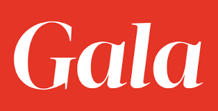 Logo des Gala Magazins in weißer Schrift auf rotem Hintergrund.